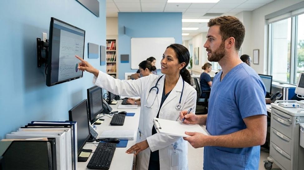 setting up patient room for home nursing care